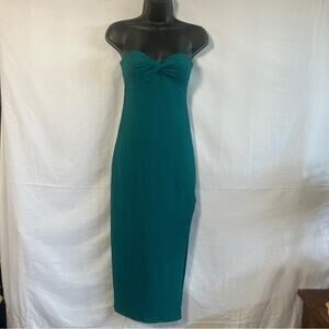 Wild Fable Strapless Midi Bodycon Dress Size Small Twist Bust Side Slit Rib Knit